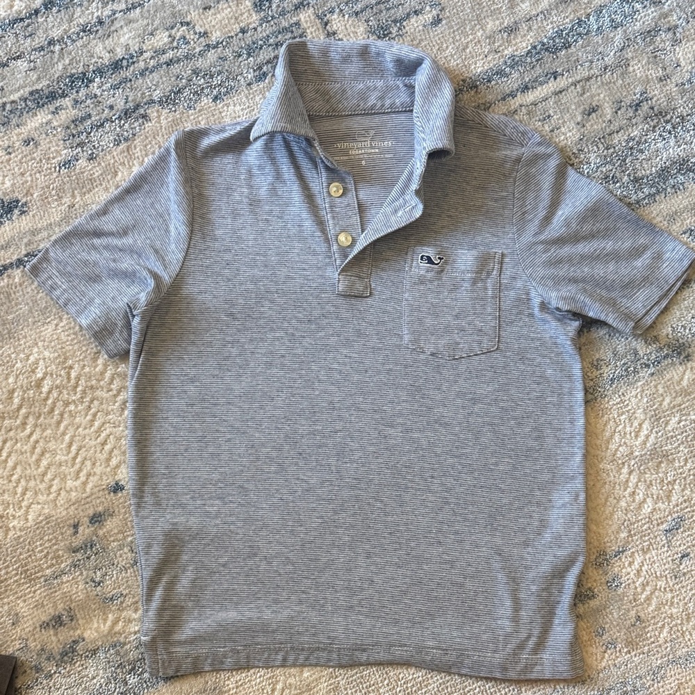 Navy Striped Boys Polo Shirt